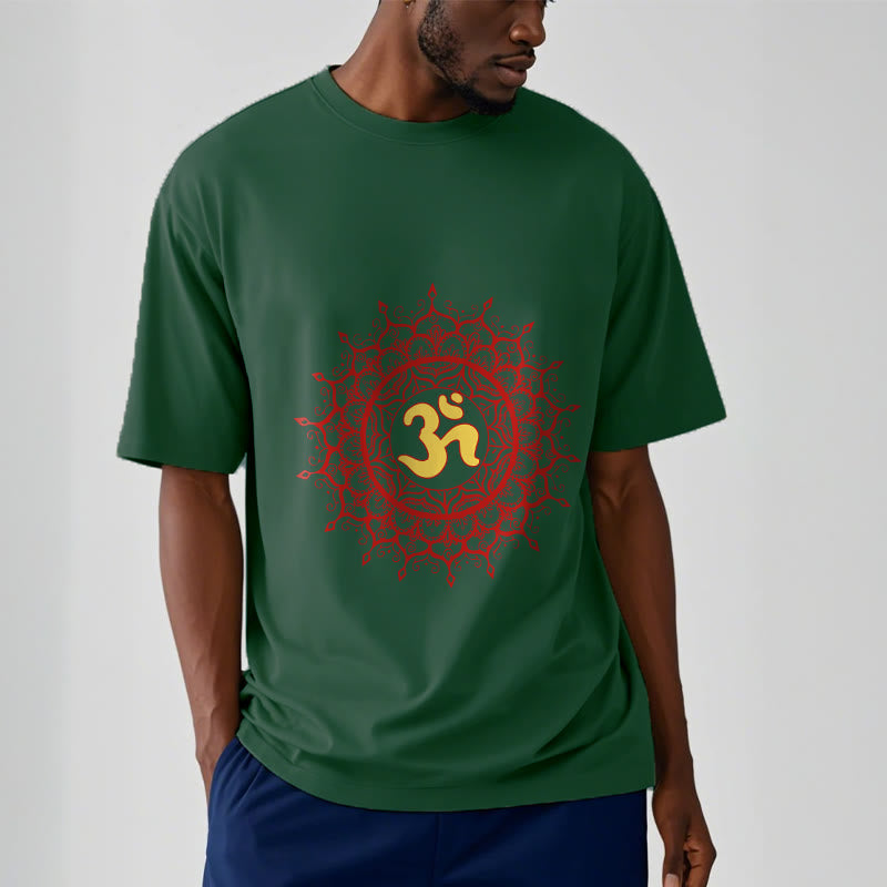 T-shirt décontracté en coton avec motif de symbole Om et mandala rouge Buddha Stones - image 11