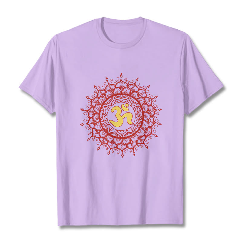 T-shirt décontracté en coton avec motif de symbole Om et mandala rouge Buddha Stones - Prune - 2XL - image 16