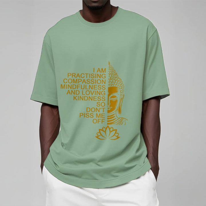 T-shirt décontracté en coton avec motif de fleur de lotus et de Buddha Stones doré - image 16