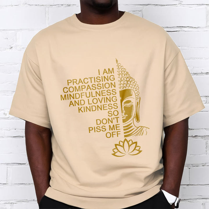T-shirt décontracté en coton avec motif de fleur de lotus et de Buddha Stones doré - image 10