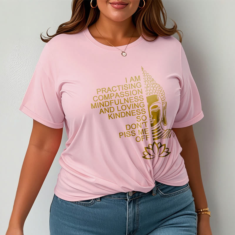 T-shirt décontracté en coton avec motif de fleur de lotus et de Buddha Stones doré - image 14