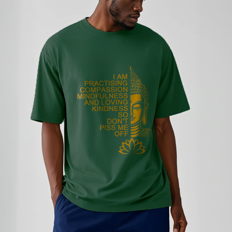T-shirt décontracté en coton avec motif de fleur de lotus et de Buddha Stones doré - image 12