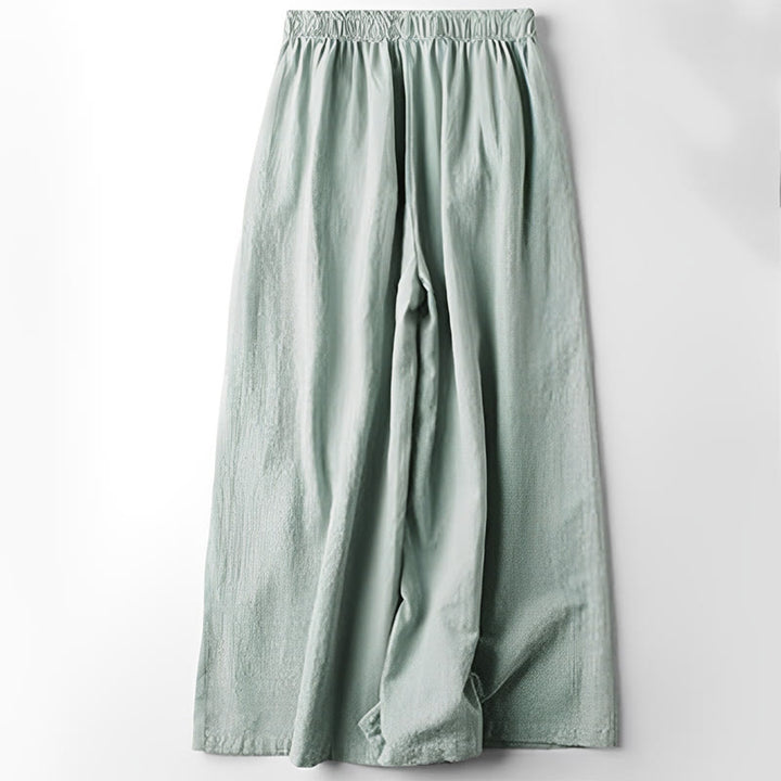 Pantalon large en coton avec poches et broderie ethnique Buddha Stones Spring pour femme - image 7
