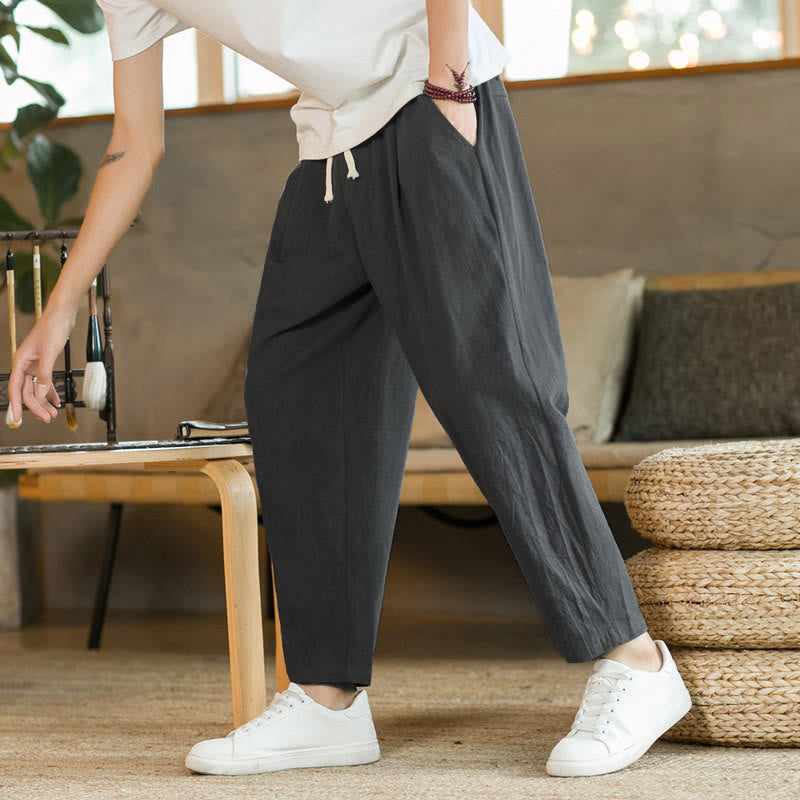 Pantalon d'été en coton avec poches Buddha Stones pour homme - DimGray - US/UK/AU46，EU56 (5XL)  - image 18