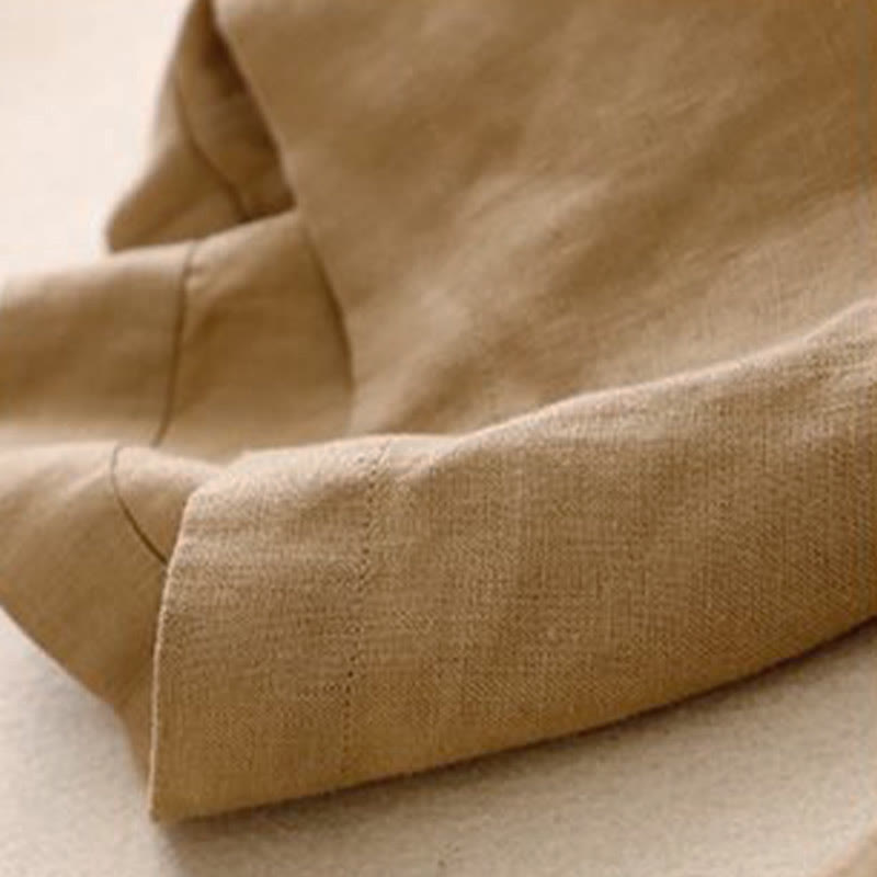 Pantalon large en coton à taille élastique et boutons grenouille pour femme avec poches - image 6