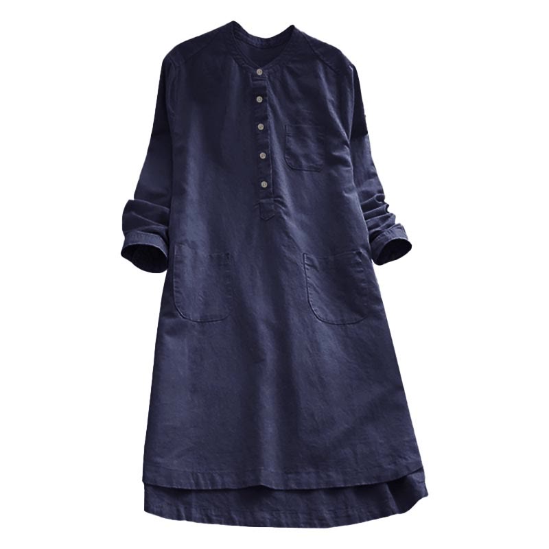 Chemise femme à manches longues avec poches et boutons solides Buddha Stones - image 16