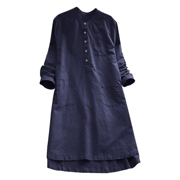Chemise femme à manches longues avec poches et boutons solides Buddha Stones - image 16