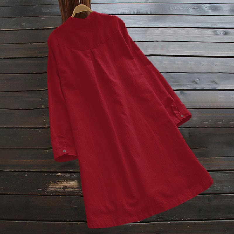 Chemise femme à manches longues avec poches et boutons solides Buddha Stones - image 18
