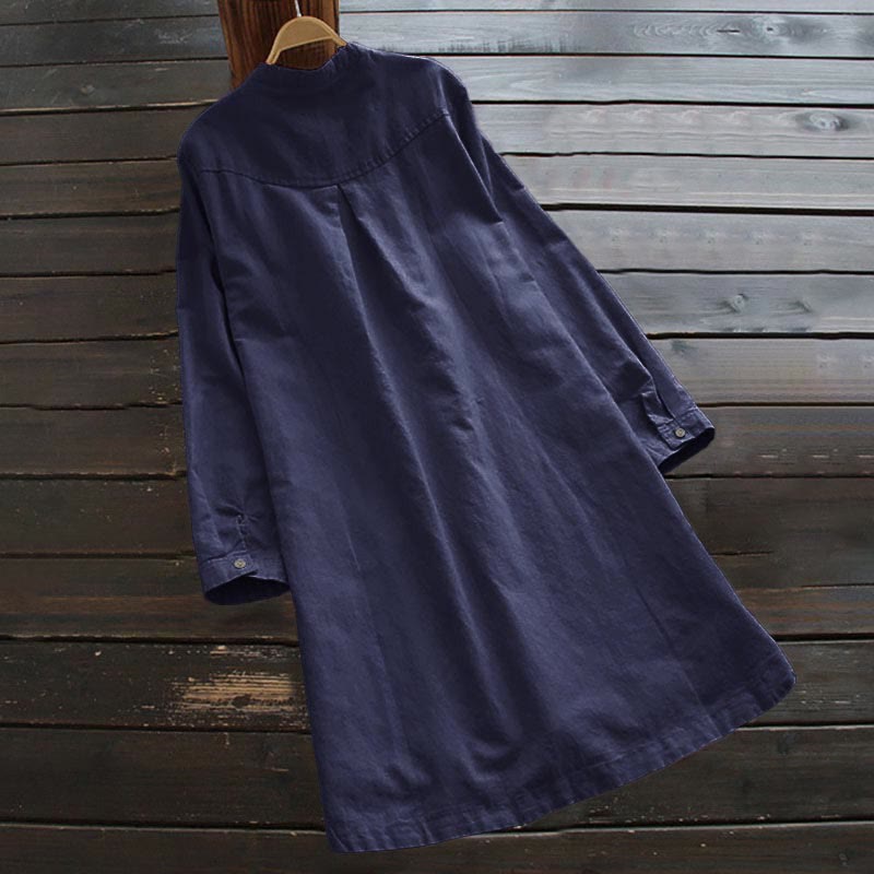Chemise femme à manches longues avec poches et boutons solides Buddha Stones - image 15