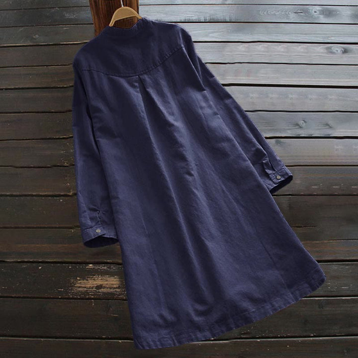 Chemise femme à manches longues avec poches et boutons solides Buddha Stones - image 15
