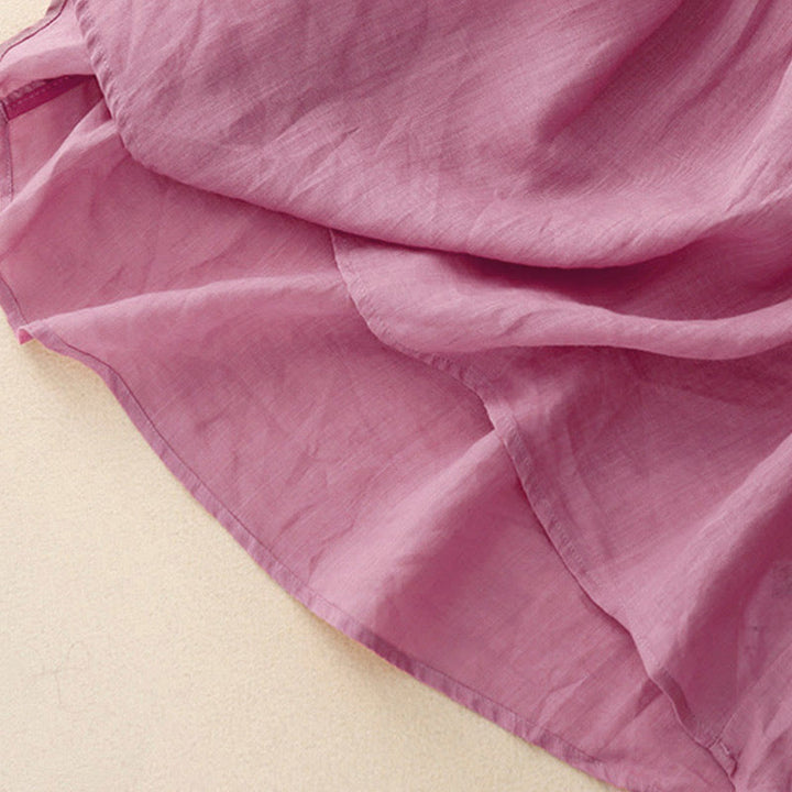 Chemise à manches courtes et col en V pour femme, style décontracté uni, Buddha Stones - image 23