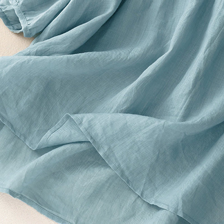 Chemise à manches courtes et col en V pour femme, style décontracté uni, Buddha Stones - image 29