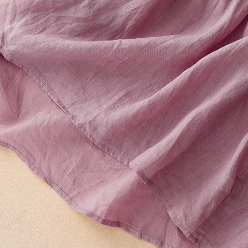 Chemise à manches courtes et col en V pour femme, style décontracté uni, Buddha Stones - image 3