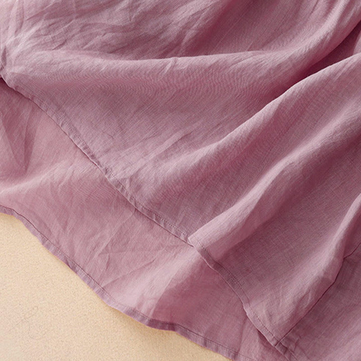 Chemise à manches courtes et col en V pour femme, style décontracté uni, Buddha Stones - image 3