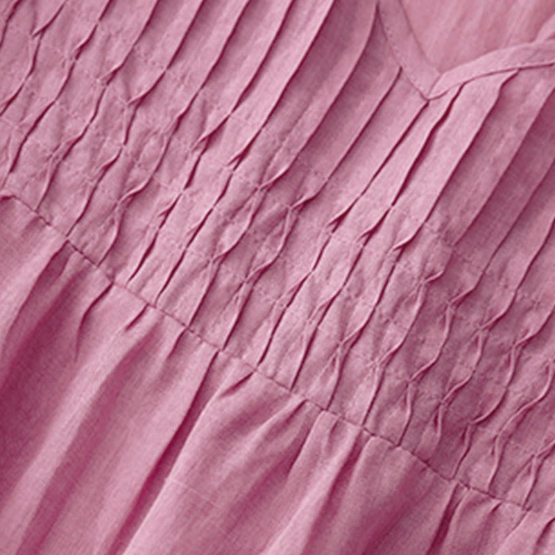 Chemise à manches courtes et col en V pour femme, style décontracté uni, Buddha Stones - image 20