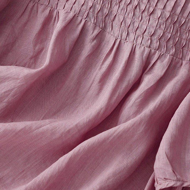 Chemise à manches courtes et col en V pour femme, style décontracté uni, Buddha Stones - image 4