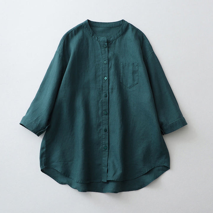 Chemise boutonnée à manches trois-quarts et motif Buddha Stones - Bleu acier - US8-10，UK/AU12-14，EU40-42 (2XL) - image 14