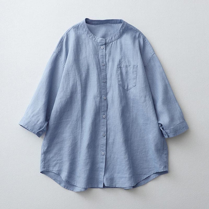 Chemise boutonnée à manches trois-quarts et motif Buddha Stones - Bleu clair - US8-10，UK/AU12-14，EU40-42 (2XL) - image 21