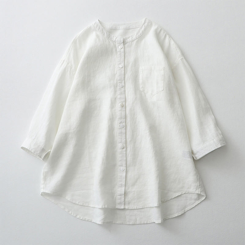 Chemise boutonnée à manches trois-quarts et motif Buddha Stones - Blanc - US8-10，UK/AU12-14，EU40-42 (2XL) - image 28