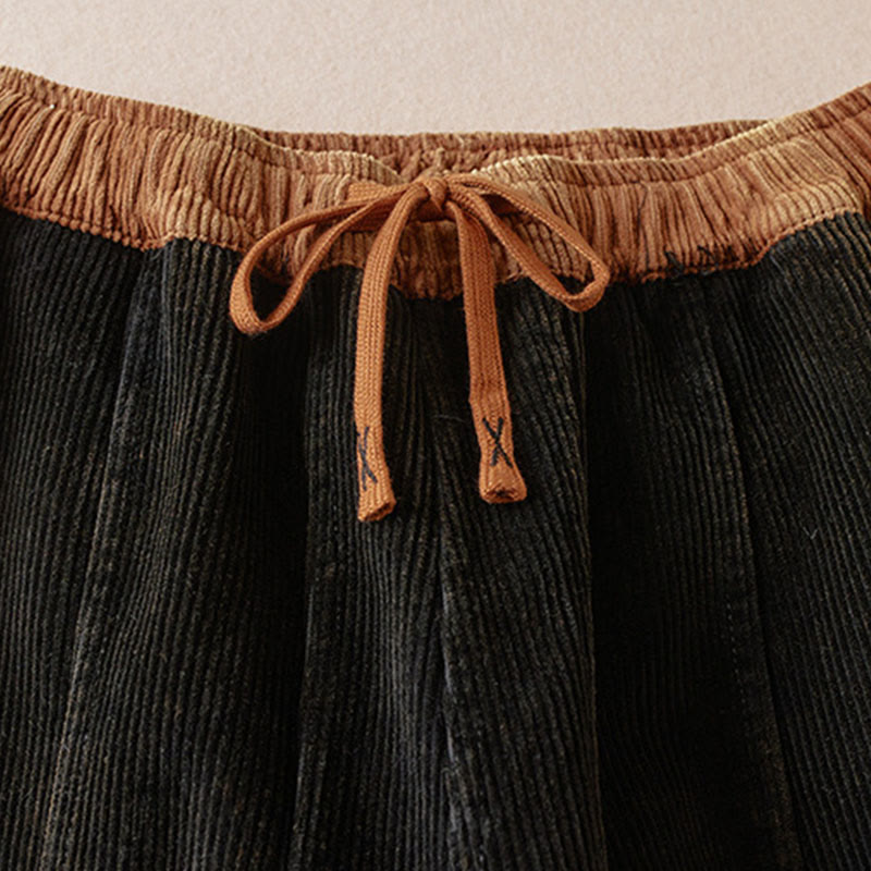 Pantalon sarouel en velours côtelé de coton contrasté Buddha Stones pour femme, doublé polaire thermique avec poches - image 3