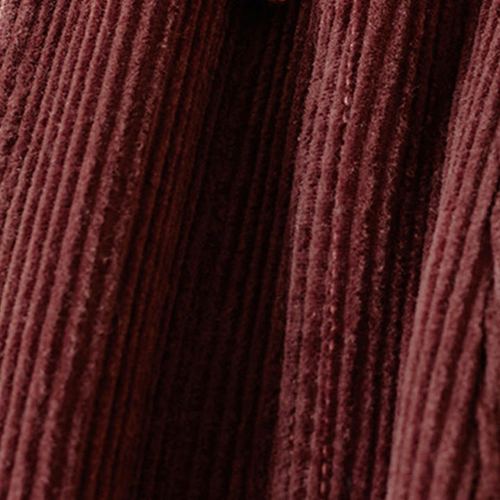 Pantalon sarouel en velours côtelé de coton contrasté Buddha Stones pour femme, doublé polaire thermique avec poches - image 11