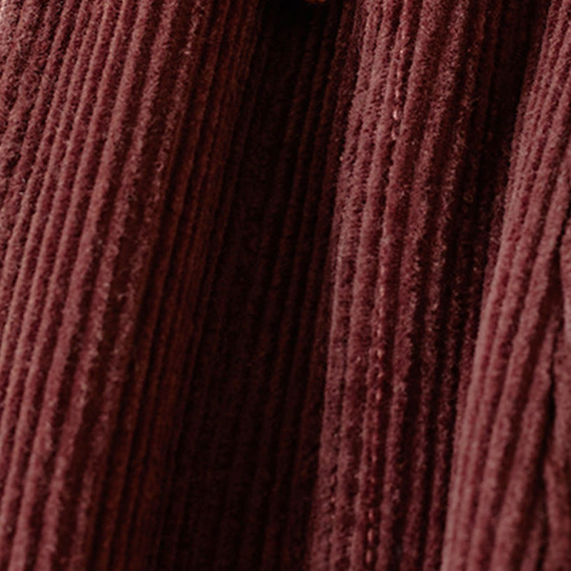 Pantalon sarouel en velours côtelé de coton contrasté Buddha Stones pour femme, doublé polaire thermique avec poches - image 11