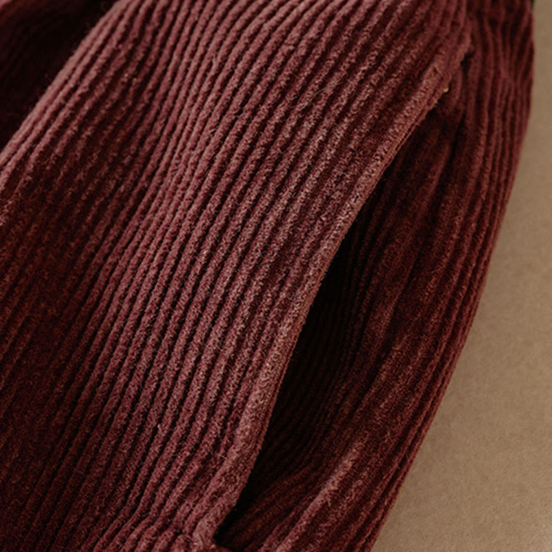 Pantalon sarouel en velours côtelé de coton contrasté Buddha Stones pour femme, doublé polaire thermique avec poches - image 10