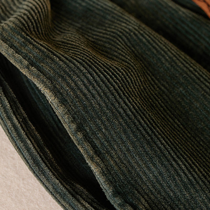 Pantalon sarouel en velours côtelé de coton contrasté Buddha Stones pour femme, doublé polaire thermique avec poches - image 18