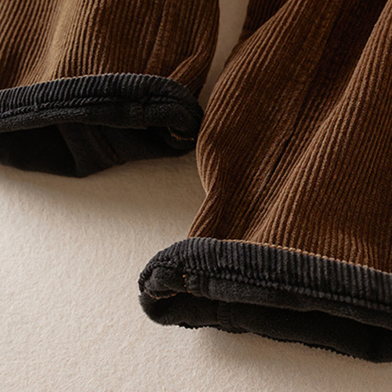 Pantalon sarouel en velours côtelé de coton contrasté Buddha Stones pour femme, doublé polaire thermique avec poches - image 27