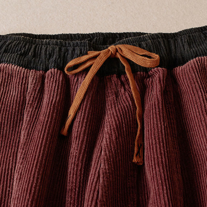 Pantalon sarouel en velours côtelé de coton contrasté Buddha Stones pour femme, doublé polaire thermique avec poches - image 30