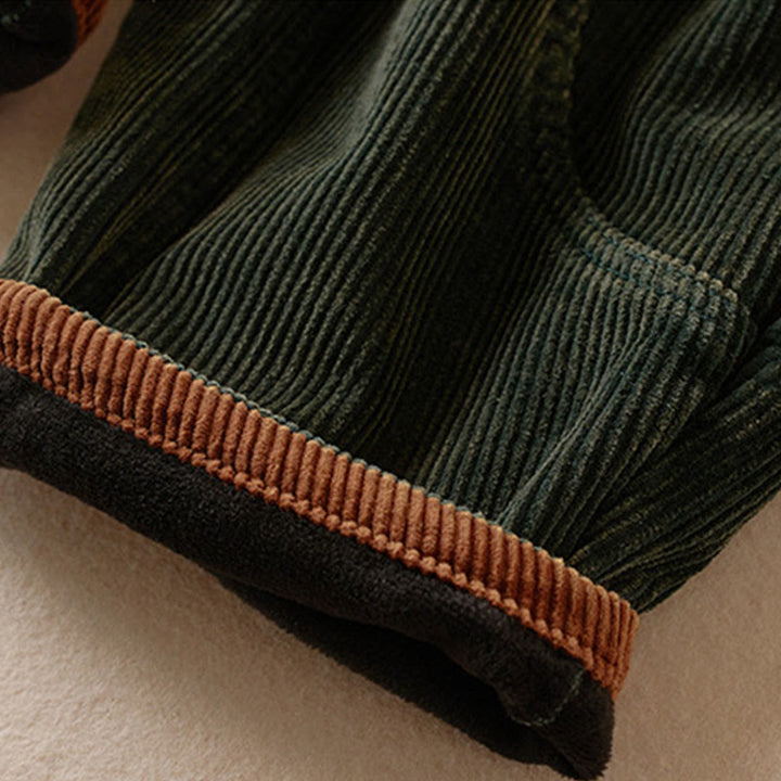 Pantalon sarouel en velours côtelé de coton contrasté Buddha Stones pour femme, doublé polaire thermique avec poches - image 19