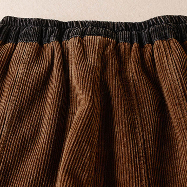 Pantalon sarouel en velours côtelé de coton contrasté Buddha Stones pour femme, doublé polaire thermique avec poches - image 25