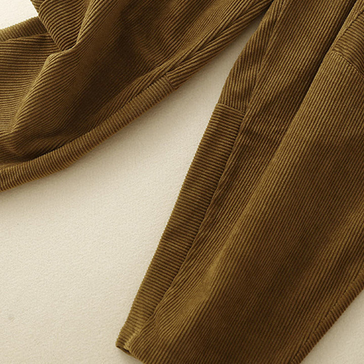 Pantalon sarouel en velours côtelé de coton uni vintage Buddha Stones Commute pour femme avec poches - image 21