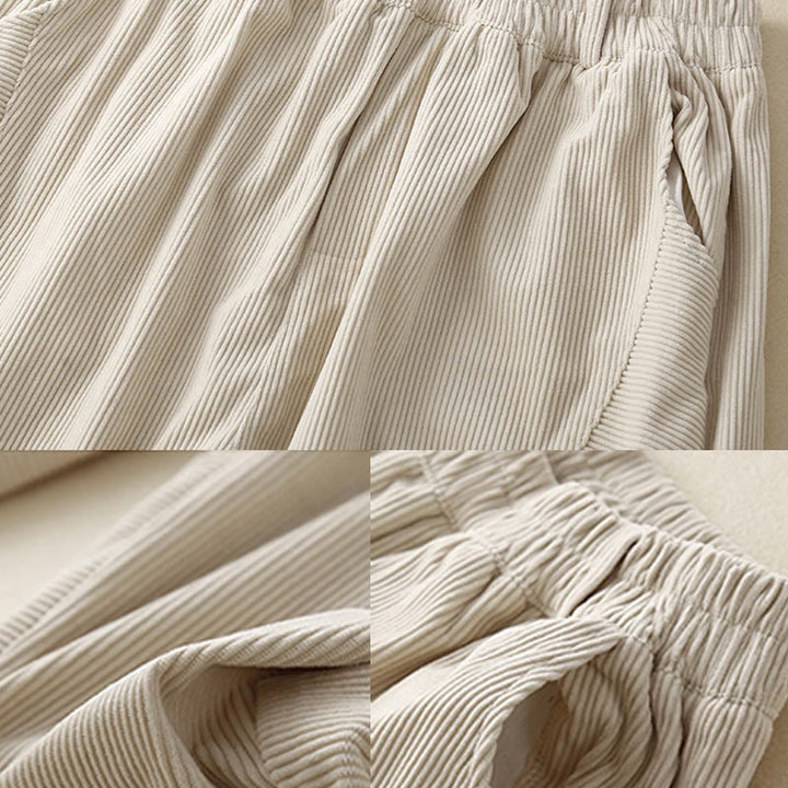 Pantalon sarouel en velours côtelé de coton uni vintage Buddha Stones Commute pour femme avec poches - image 13