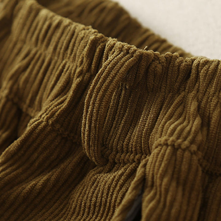 Pantalon sarouel en velours côtelé de coton uni vintage Buddha Stones Commute pour femme avec poches - image 19