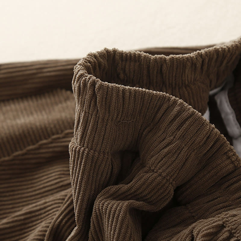 Pantalon sarouel en velours côtelé de coton uni vintage Buddha Stones Commute pour femme avec poches - image 1