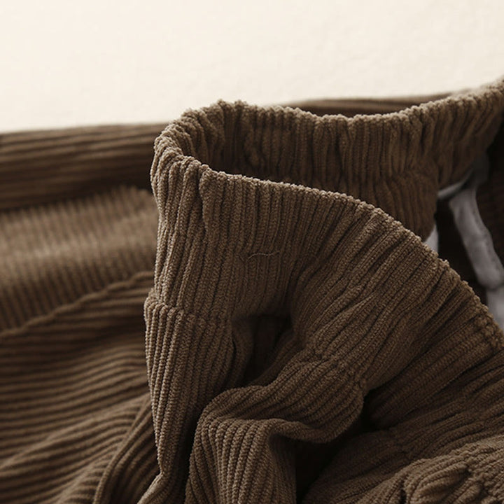 Pantalon sarouel en velours côtelé de coton uni vintage Buddha Stones Commute pour femme avec poches - image 1