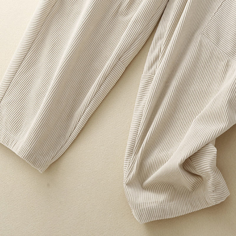 Pantalon sarouel en velours côtelé de coton uni vintage Buddha Stones Commute pour femme avec poches - image 13