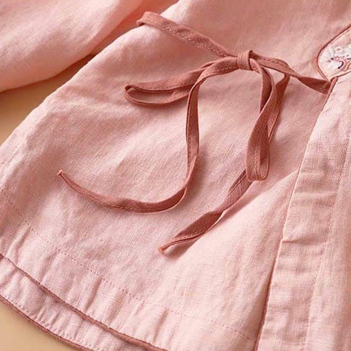Chemise décontractée en coton à manches longues et col incliné avec broderies de Buddha Stones et fleurs pour femme - image 5