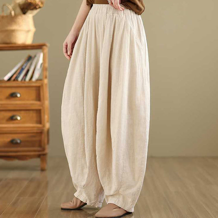 Pantalon sarouel en coton et lin pour femme, décontracté et simple, avec poches, motif Buddha Stones, printemps - image 18