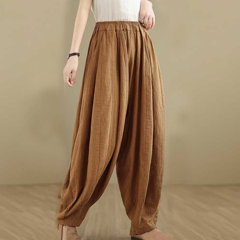 Pantalon sarouel en coton et lin pour femme, décontracté et simple, avec poches, motif Buddha Stones, printemps - image 4