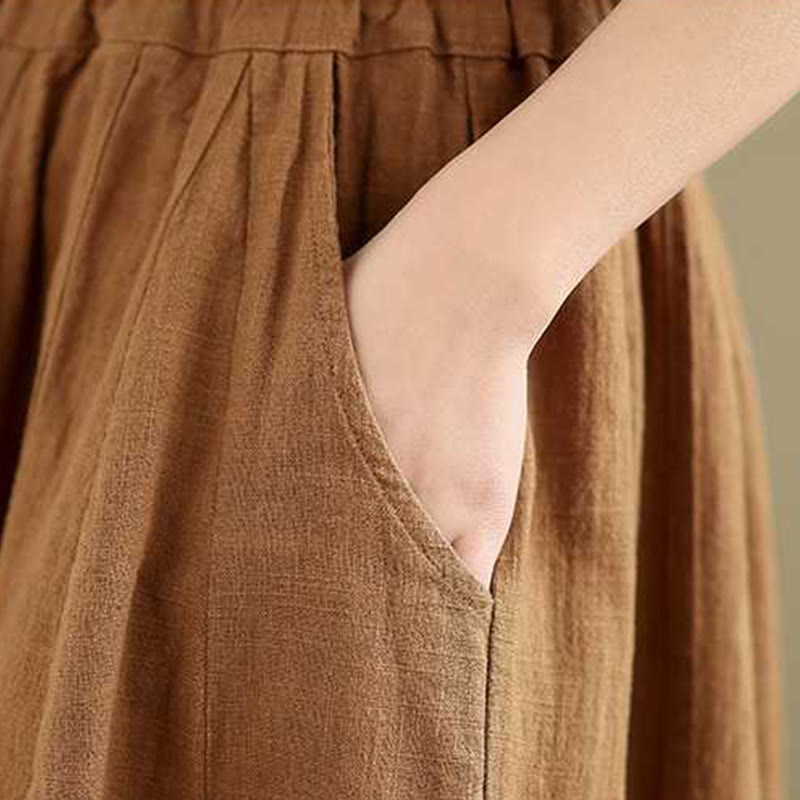 Pantalon sarouel en coton et lin pour femme, décontracté et simple, avec poches, motif Buddha Stones, printemps - image 8