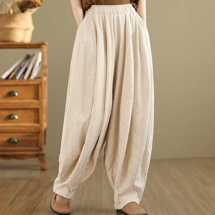 Pantalon sarouel en coton et lin pour femme, décontracté et simple, avec poches, motif Buddha Stones, printemps - image 20