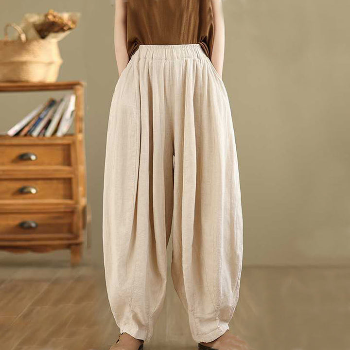 Pantalon sarouel en coton et lin pour femme, décontracté et simple, avec poches, motif Buddha Stones, printemps - image 17