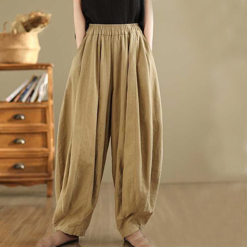 Pantalon sarouel en coton et lin pour femme, décontracté et simple, avec poches, motif Buddha Stones, printemps - image 10