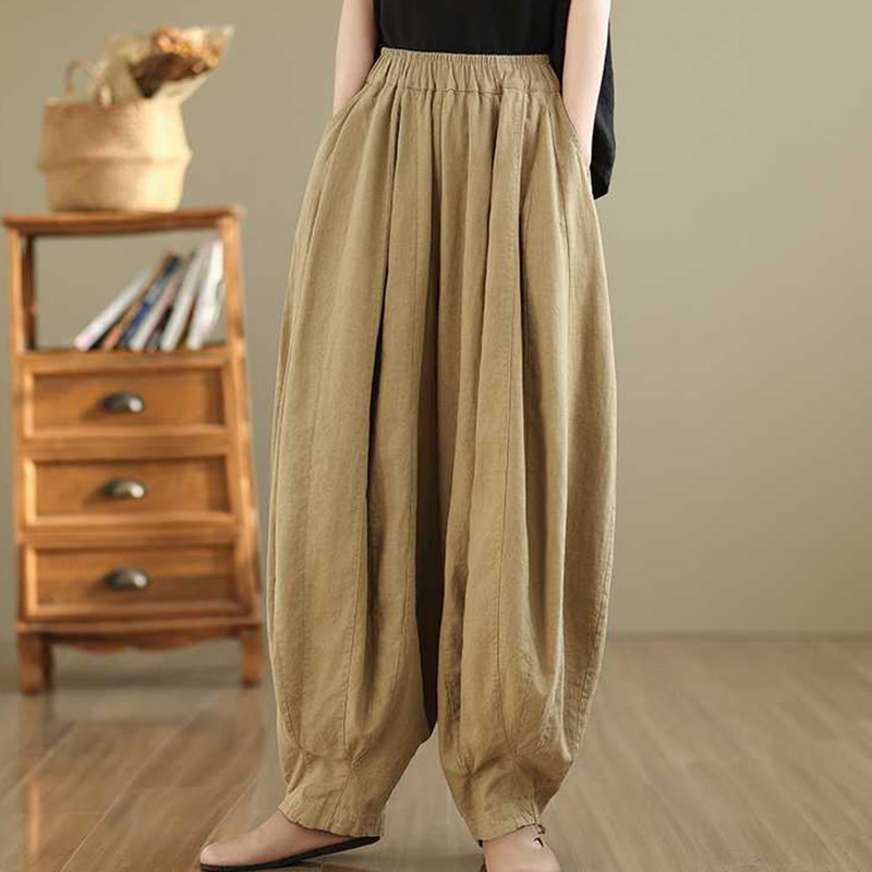 Pantalon sarouel en coton et lin pour femme, décontracté et simple, avec poches, motif Buddha Stones, printemps - image 13