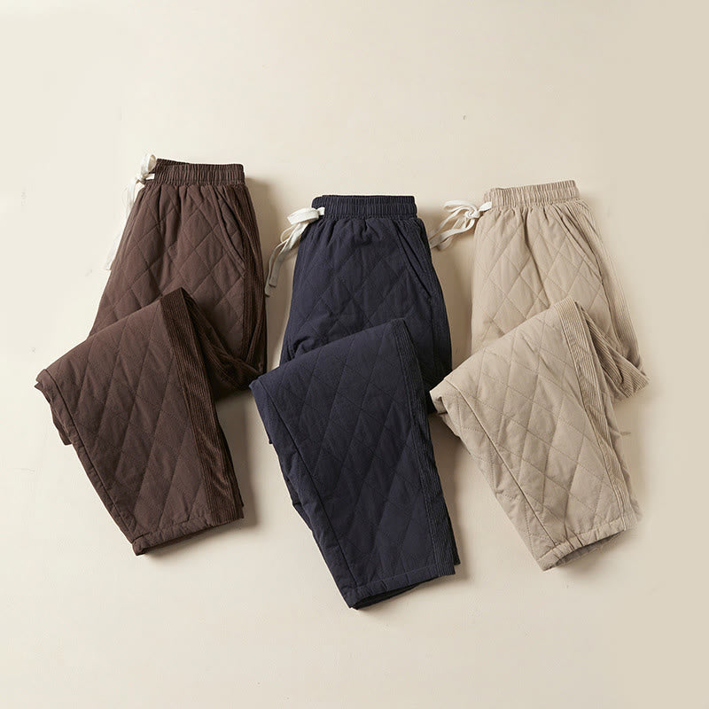 Pantalon sarouel en coton matelassé à motif losanges Buddha Stones pour femme, doublé polaire thermique, avec poches - image 27