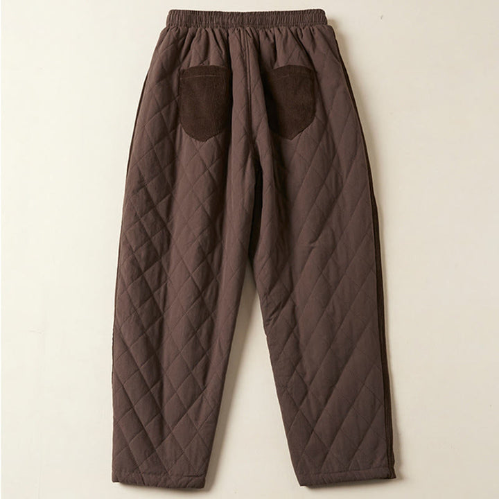 Pantalon sarouel en coton matelassé à motif losanges Buddha Stones pour femme, doublé polaire thermique, avec poches - image 19