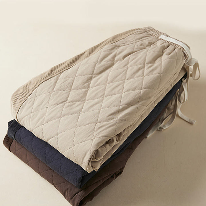 Pantalon harem thermique en coton pour femme, avec poches, motif matelassé en losanges et Buddha Stones - image 28