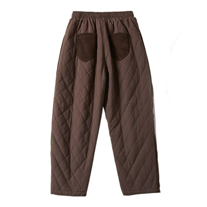 Pantalon sarouel en coton matelassé à motif losanges Buddha Stones pour femme, doublé polaire thermique, avec poches - image 26